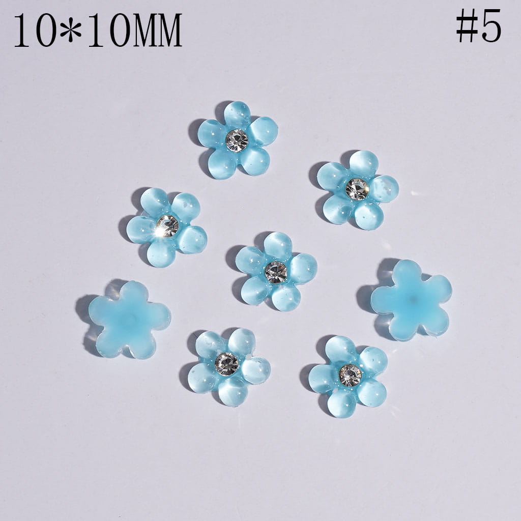 Elegant Mini Pearl Flower Charms with Clear Rhinestones for Jewelry Accessories, 10*10MM, Multicolor