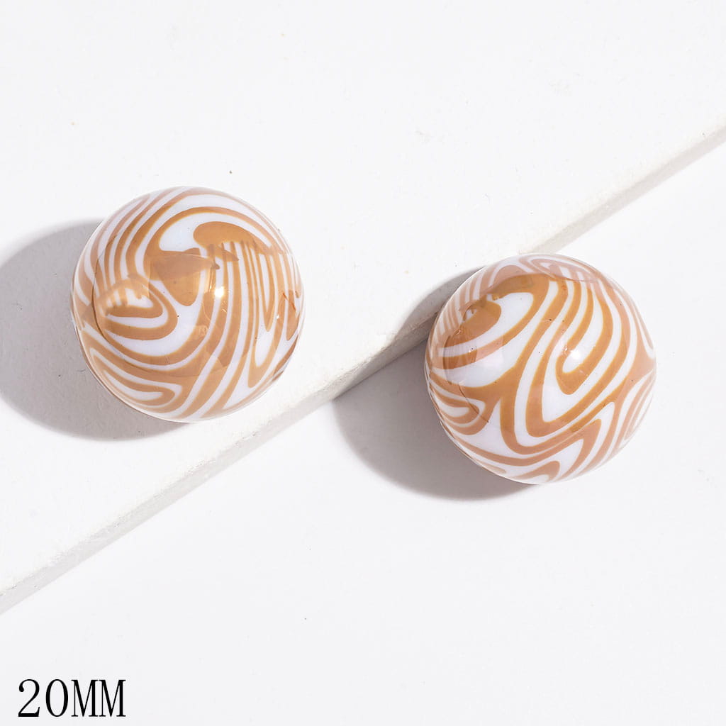20MM - Acrylic Beads for Bracelets UV Finish with Zebra Texture, Multi-Color