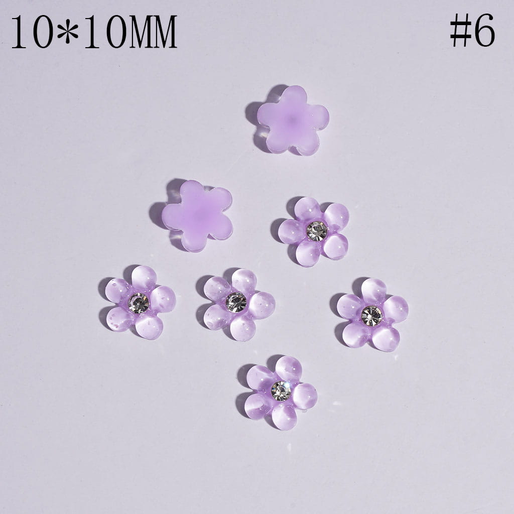 Elegant Mini Pearl Flower Charms with Clear Rhinestones for Jewelry Accessories, 10*10MM, Multicolor