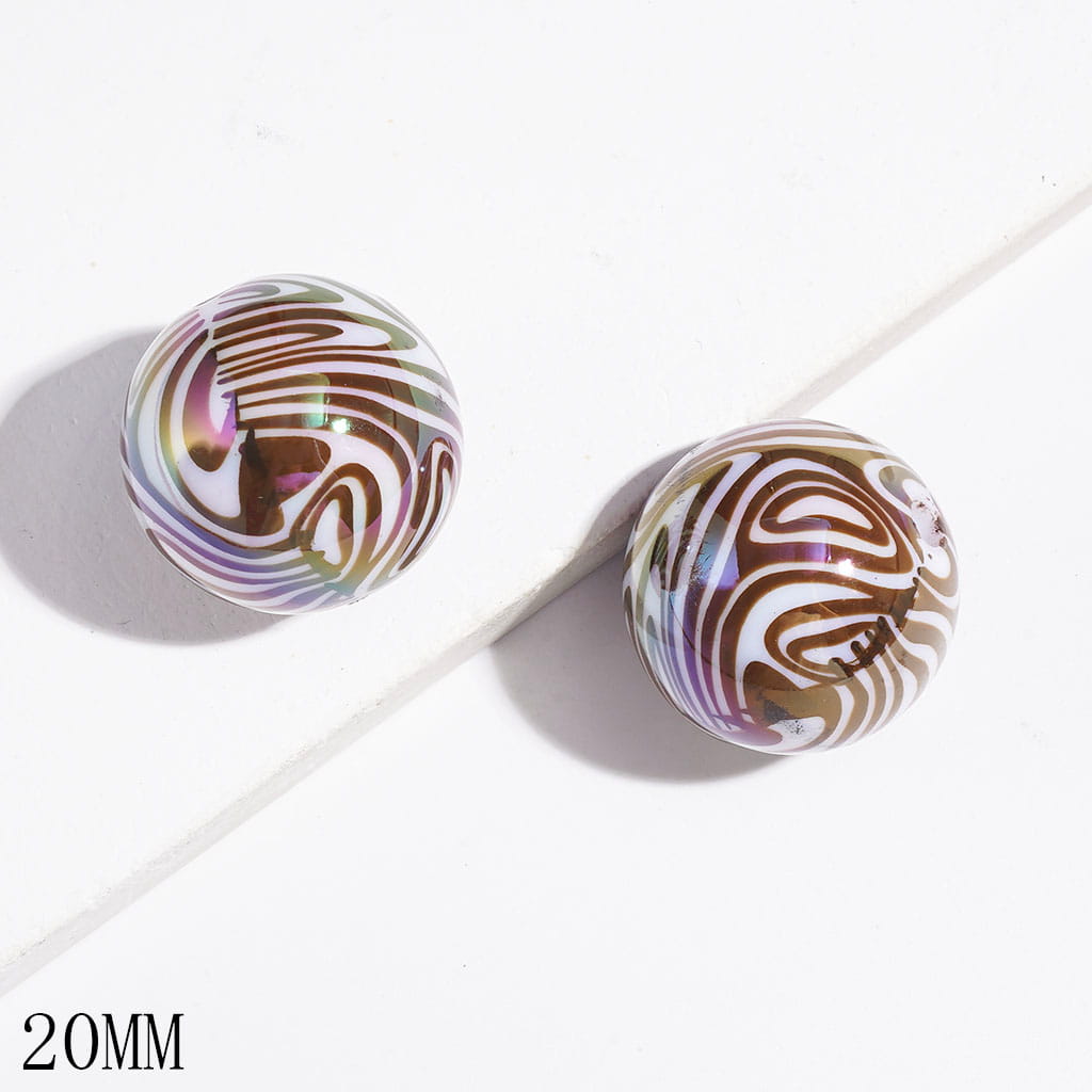 20MM - Acrylic Beads for Bracelets UV Finish with Zebra Texture, Multi-Color