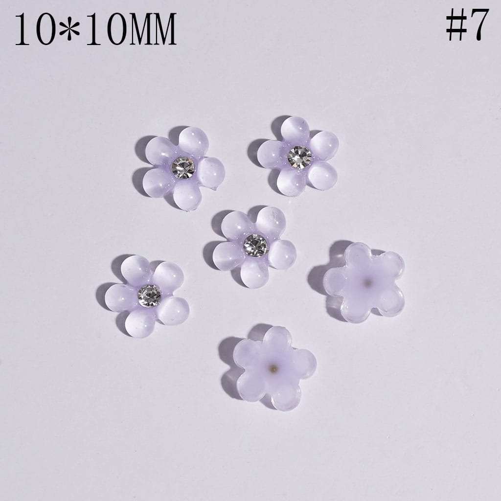 Elegant Mini Pearl Flower Charms with Clear Rhinestones for Jewelry Accessories, 10*10MM, Multicolor