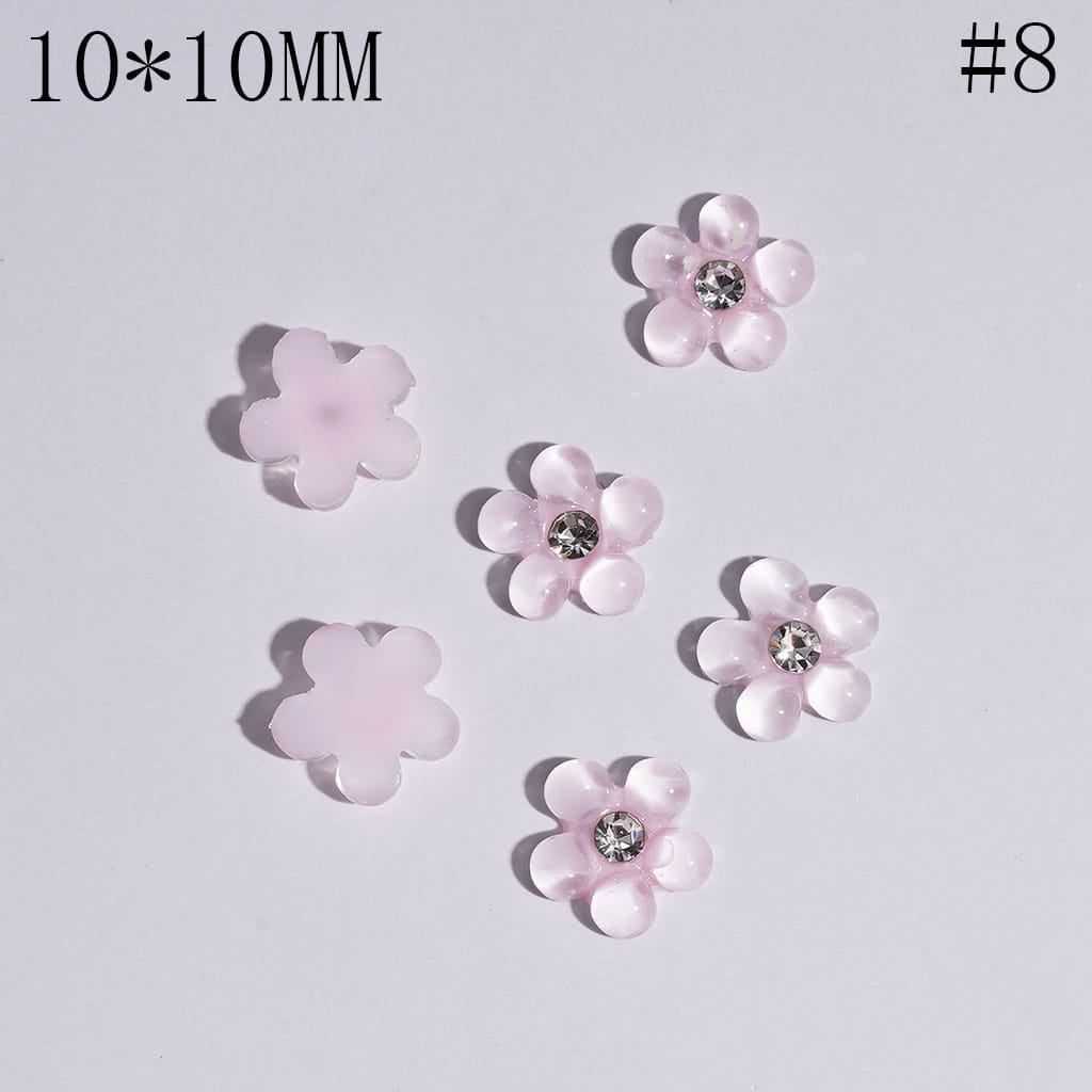 Elegant Mini Pearl Flower Charms with Clear Rhinestones for Jewelry Accessories, 10*10MM, Multicolor