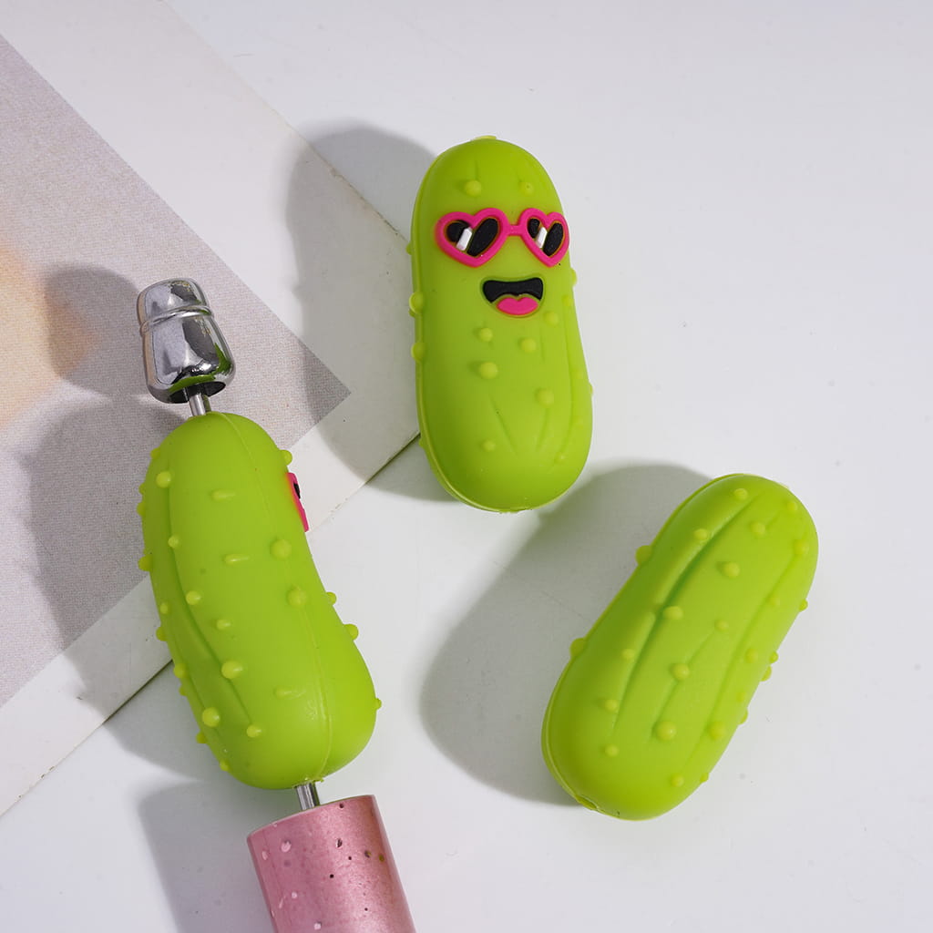 Red Pepper & Cucumber Vegetable Colorful Food Theme Silicone Focal Beads