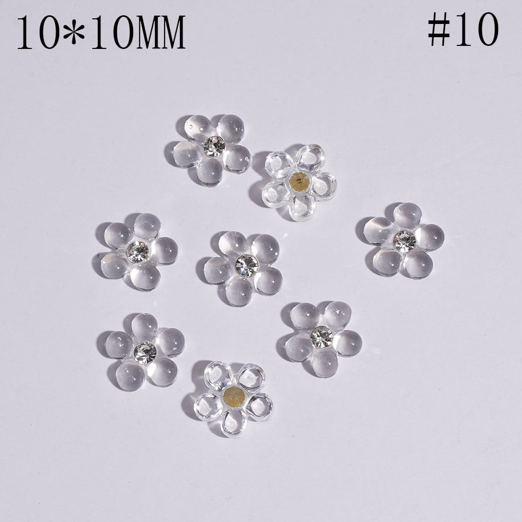 Elegant Mini Pearl Flower Charms with Clear Rhinestones for Jewelry Accessories, 10*10MM, Multicolor