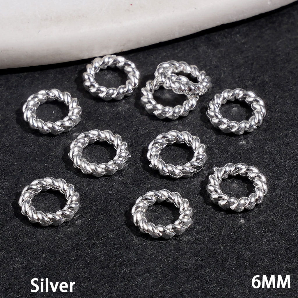 Metal Beads with Twisted Texture, Jewelry Accessories 6MM, Silver and Gold