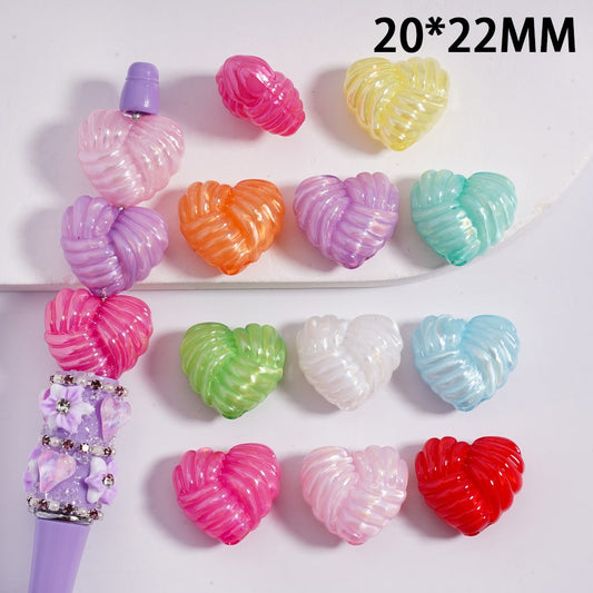 Shiny Glossy Yarn Ball Heart Multi Color Acrylic Beads 20*22mm Random Mix (Single Color is available for 200pcs(whole bag)Only)