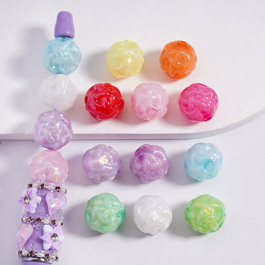 Glossy Cute Ball of Yarn Shape Multi-Color Round Acrylic Beads 16MM  (Single Color is available for 200pcs(whole bag)Only)