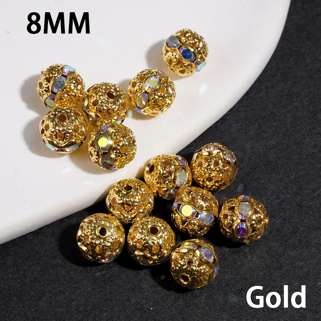 Adorable Silver Color Beads with AB Rhinestones, 6MM and 8MM (THEY DON'T FIT ON PENS)