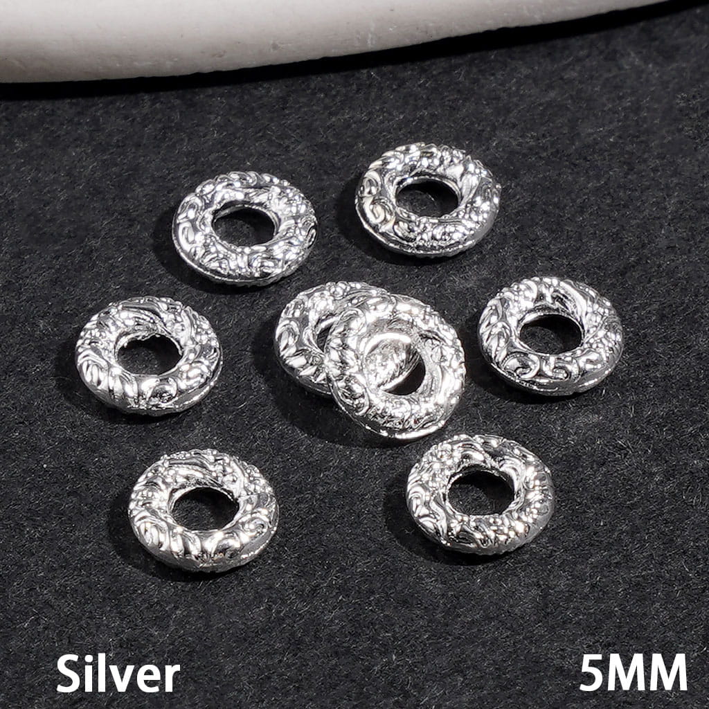 Metal Spacer Beads with Swirl Texture, 5MM, Silver and Gold