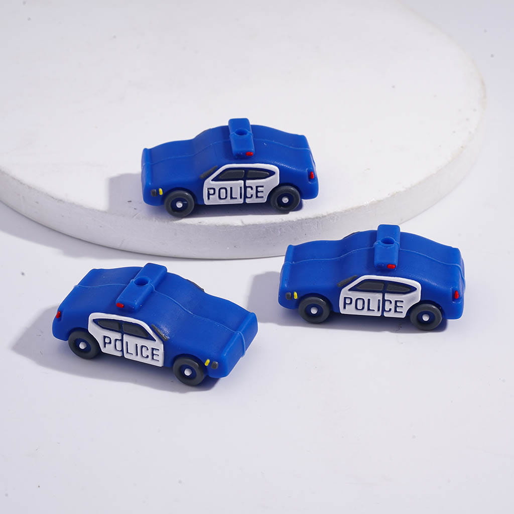 3D Police Series Uniform & Police Car Design Silicone Focal Beads