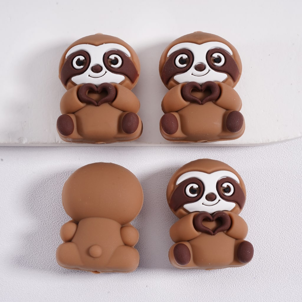 3D Fun Animal Cow, Panda, Sloth, Hippo, Lion, Gorilla Characters Silicone Focal Bead
