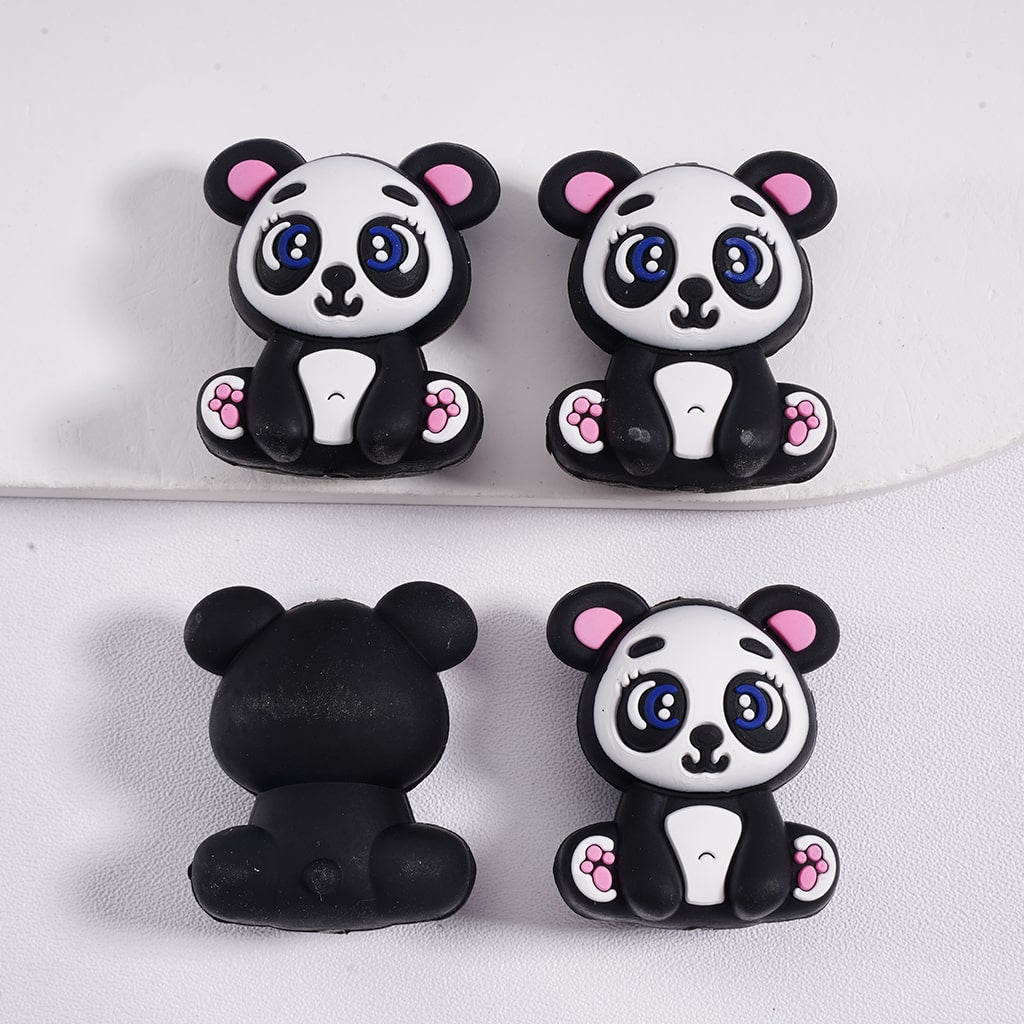 3D Fun Animal Cow, Panda, Sloth, Hippo, Lion, Gorilla Characters Silicone Focal Bead