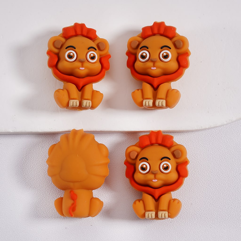 3D Fun Animal Cow, Panda, Sloth, Hippo, Lion, Gorilla Characters Silicone Focal Bead