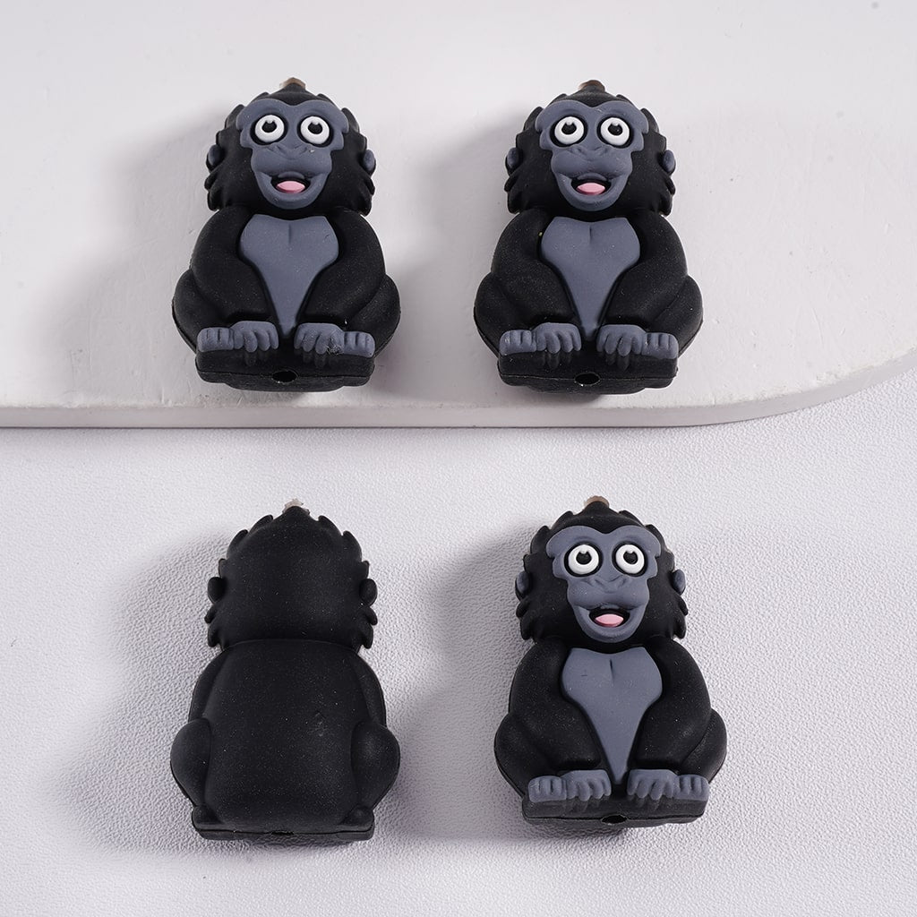 3D Fun Animal Cow, Panda, Sloth, Hippo, Lion, Gorilla Characters Silicone Focal Bead