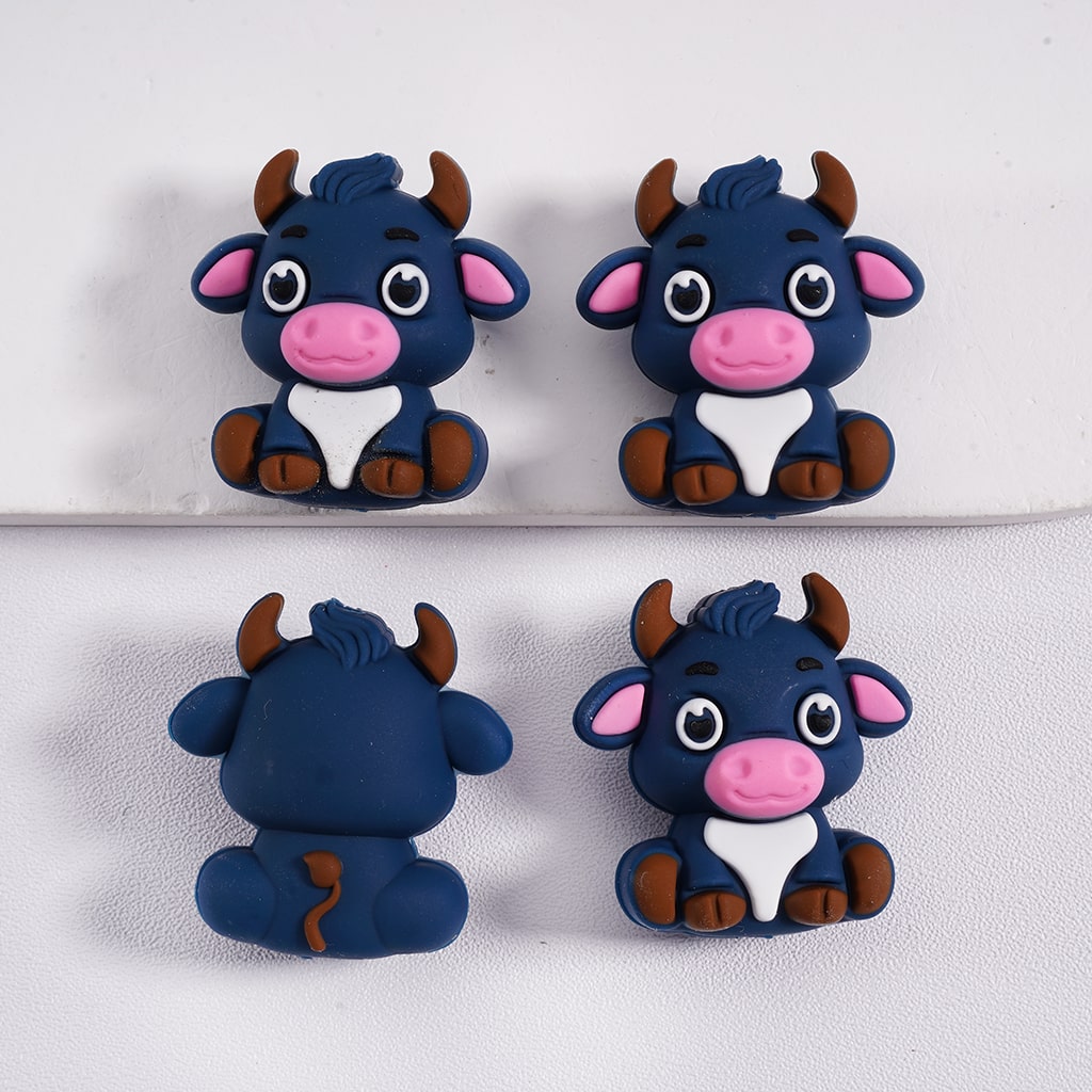 3D Fun Animal Cow, Panda, Sloth, Hippo, Lion, Gorilla Characters Silicone Focal Bead