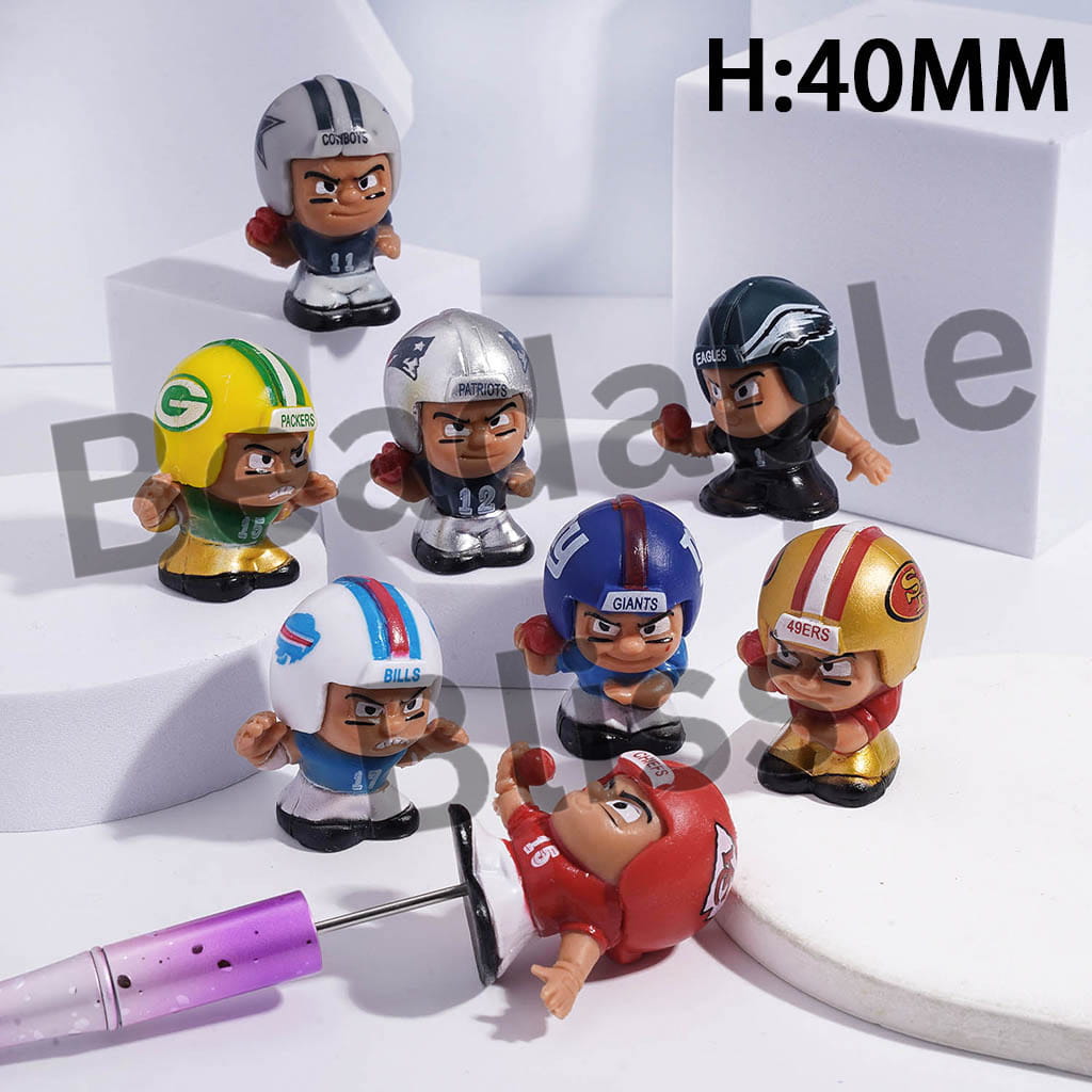 Acrylic American Football Player Figurine for Pen Topper or Beads, Jewelry Accessories, Height 40MM, Random Mix