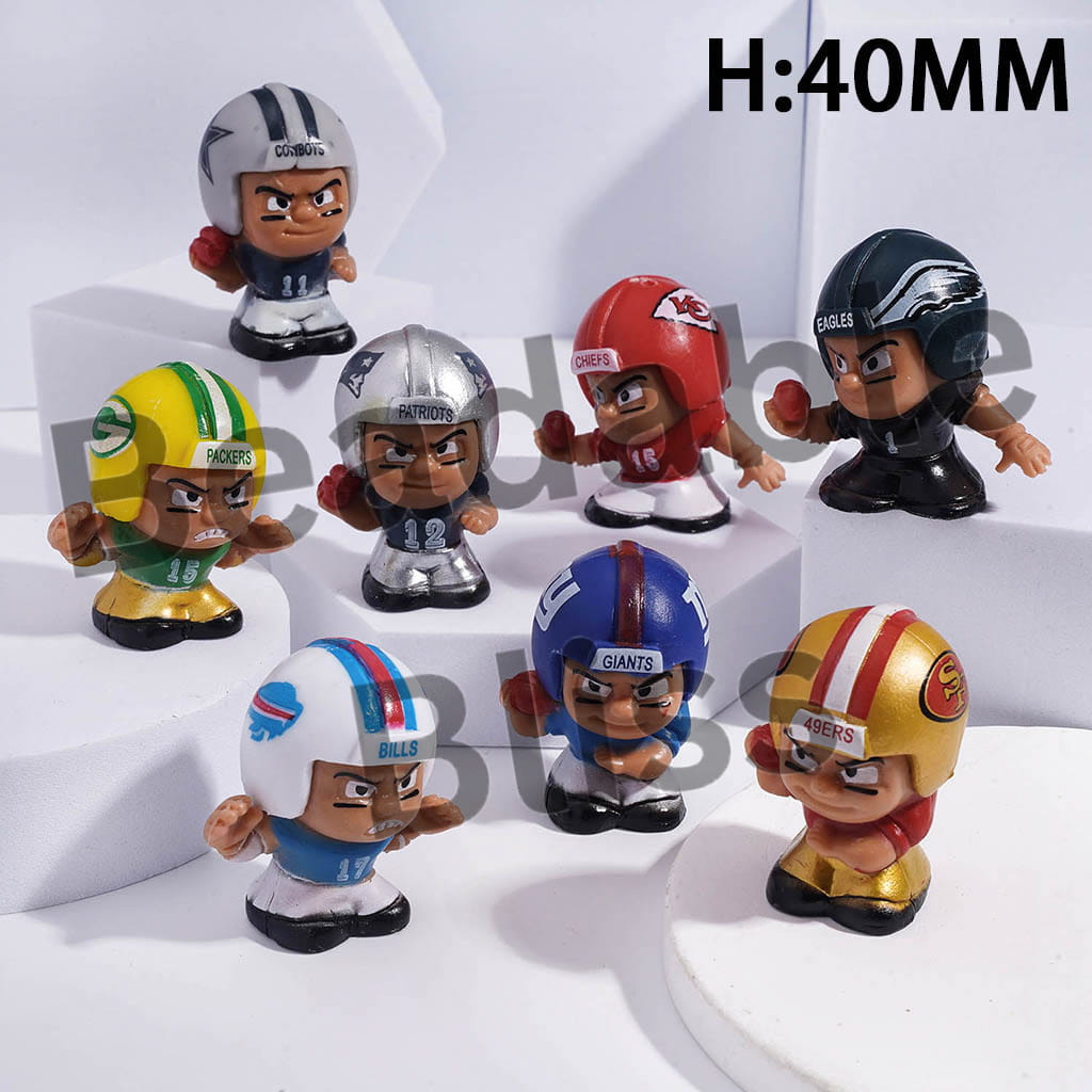 Acrylic American Football Player Figurine for Pen Topper or Beads, Jewelry Accessories, Height 40MM, Random Mix