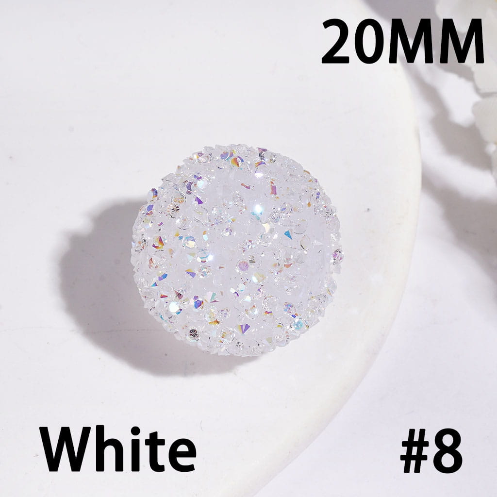 Handmade Acrylic Sugar Beads with Cone-Shaped AB Rhinestones, 20MM, Multi Colors Random Mix