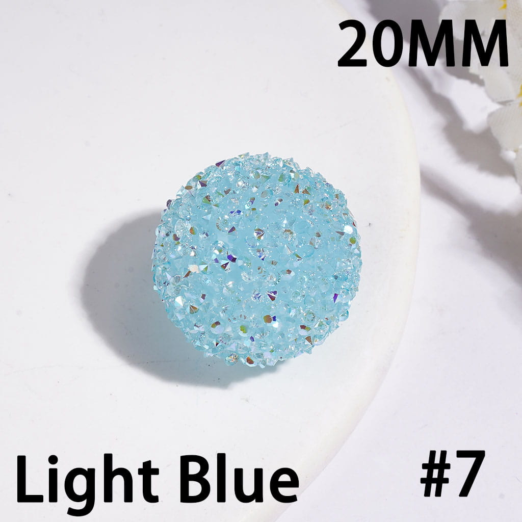 Handmade Acrylic Sugar Beads with Cone-Shaped AB Rhinestones, 20MM, Multi Colors Random Mix