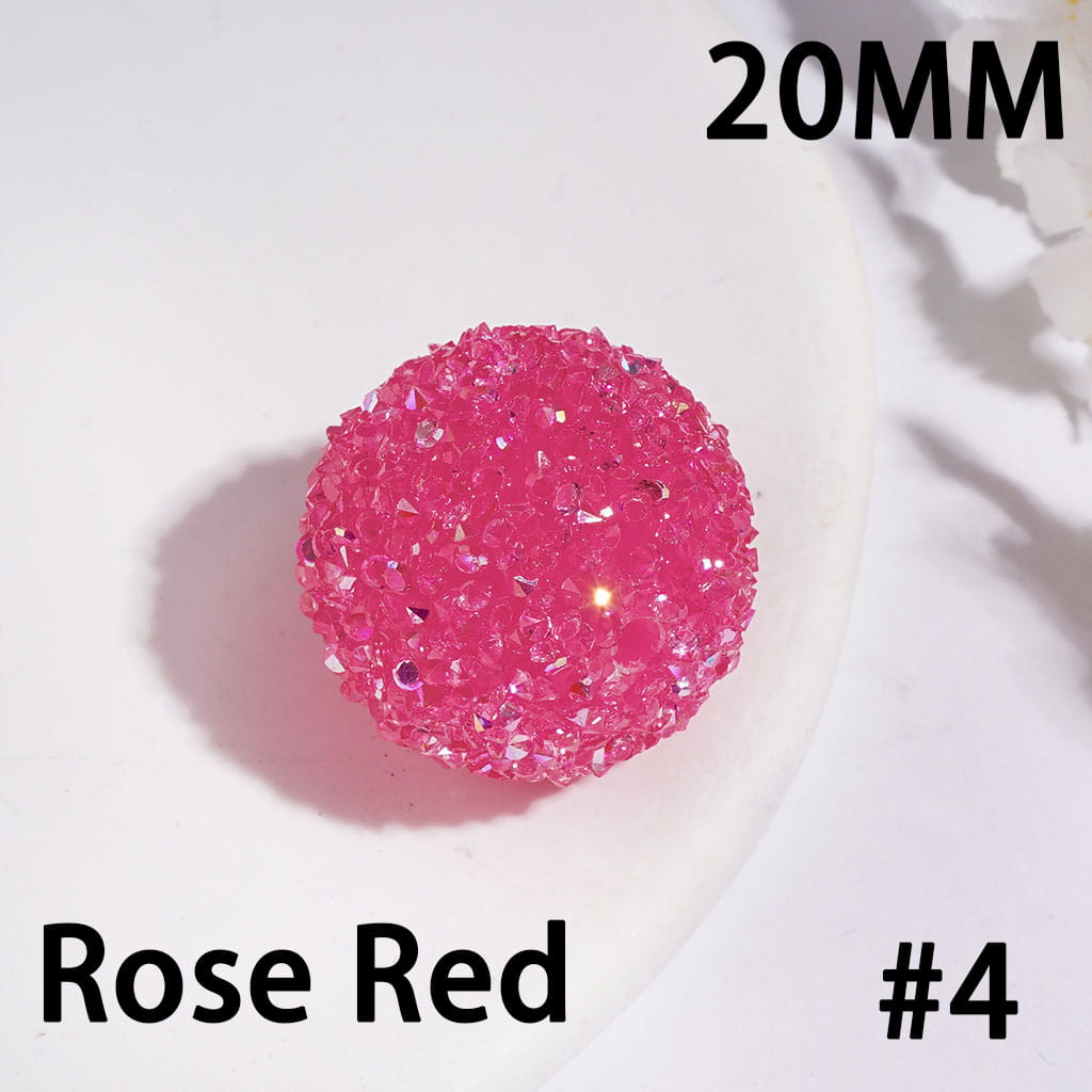 Handmade Acrylic Sugar Beads with Cone-Shaped AB Rhinestones, 20MM, Multi Colors Random Mix