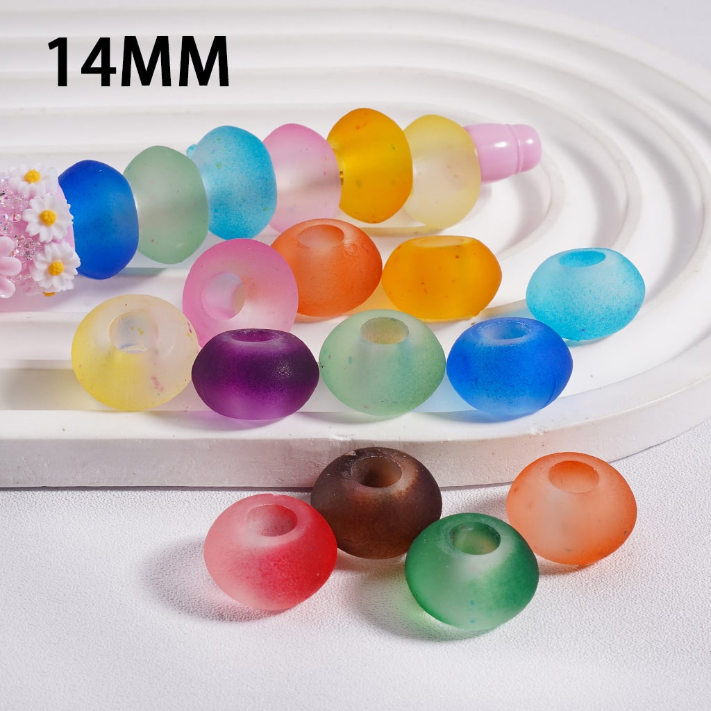 Frosted Wheel Shaped Frosted Matte Acrylic Beads 14mm, Multi Color Mix (Single Color is available for 500pcs(whole bag)Only)