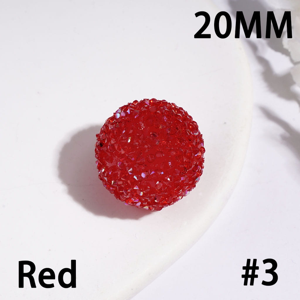 Handmade Acrylic Sugar Beads with Cone-Shaped AB Rhinestones, 20MM, Multi Colors Random Mix
