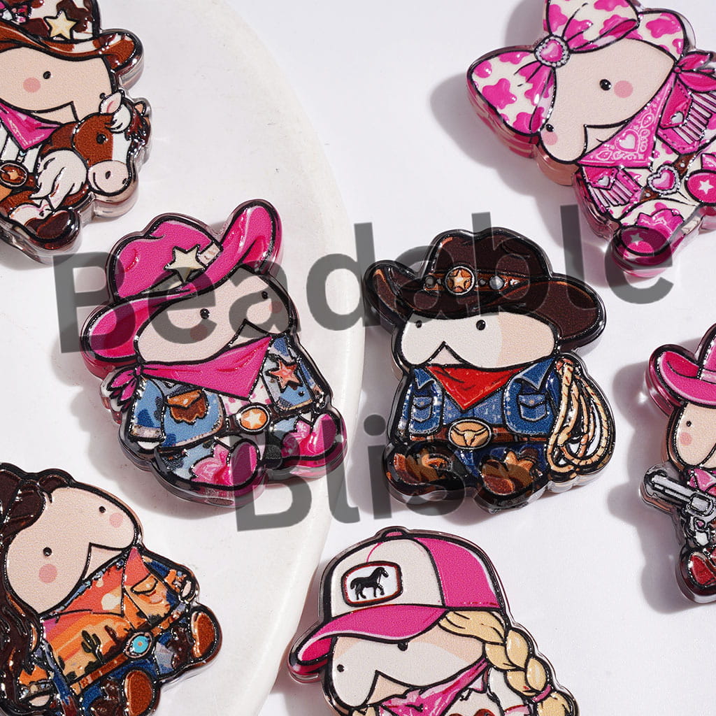Western-Style in Diverse Design Man Exclusive Acrylic Beads, Random Mix