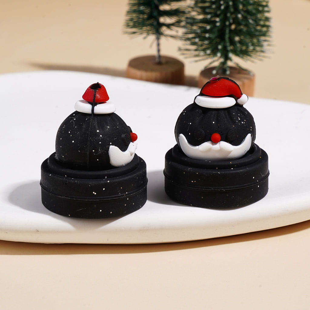 3D Christmas Dumpling and Steamer Basket with Silver Glitter Silicone Focal Beads, 23*25MM Multi-Color