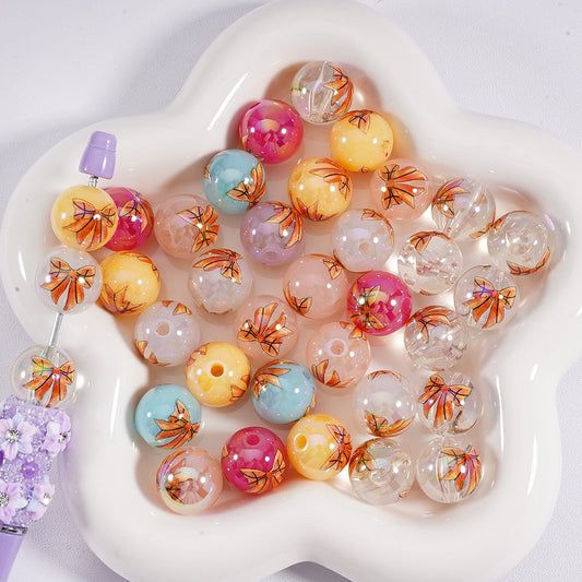 Colorful Jelly & Clear Bowknot Themed Soccer Motif Round Acrylic Beads 16mm Random Mix