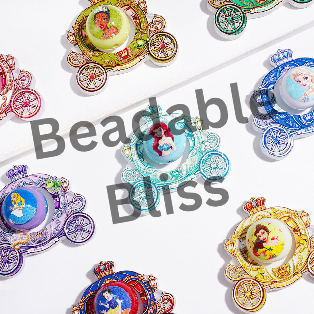 Beautiful Princess Collection Set Acrylic Beads, Hollowed European-Style Carriage and Round Beads, Multi-Color, Random Mix