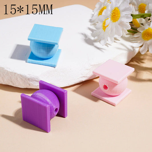 Acrylic Attachment for Beadable Pens, Double-Sided, Horizontal Hole, 15*15MM, Multi Colors Random Mix