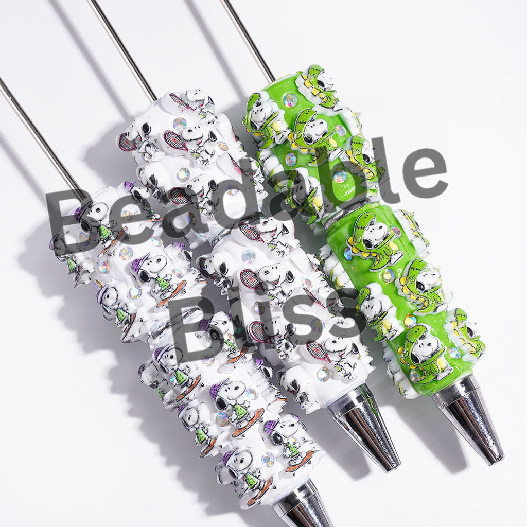 Beadable Clay Pens with Various Sports Style Beagle Dog Character and AB Rhinestones