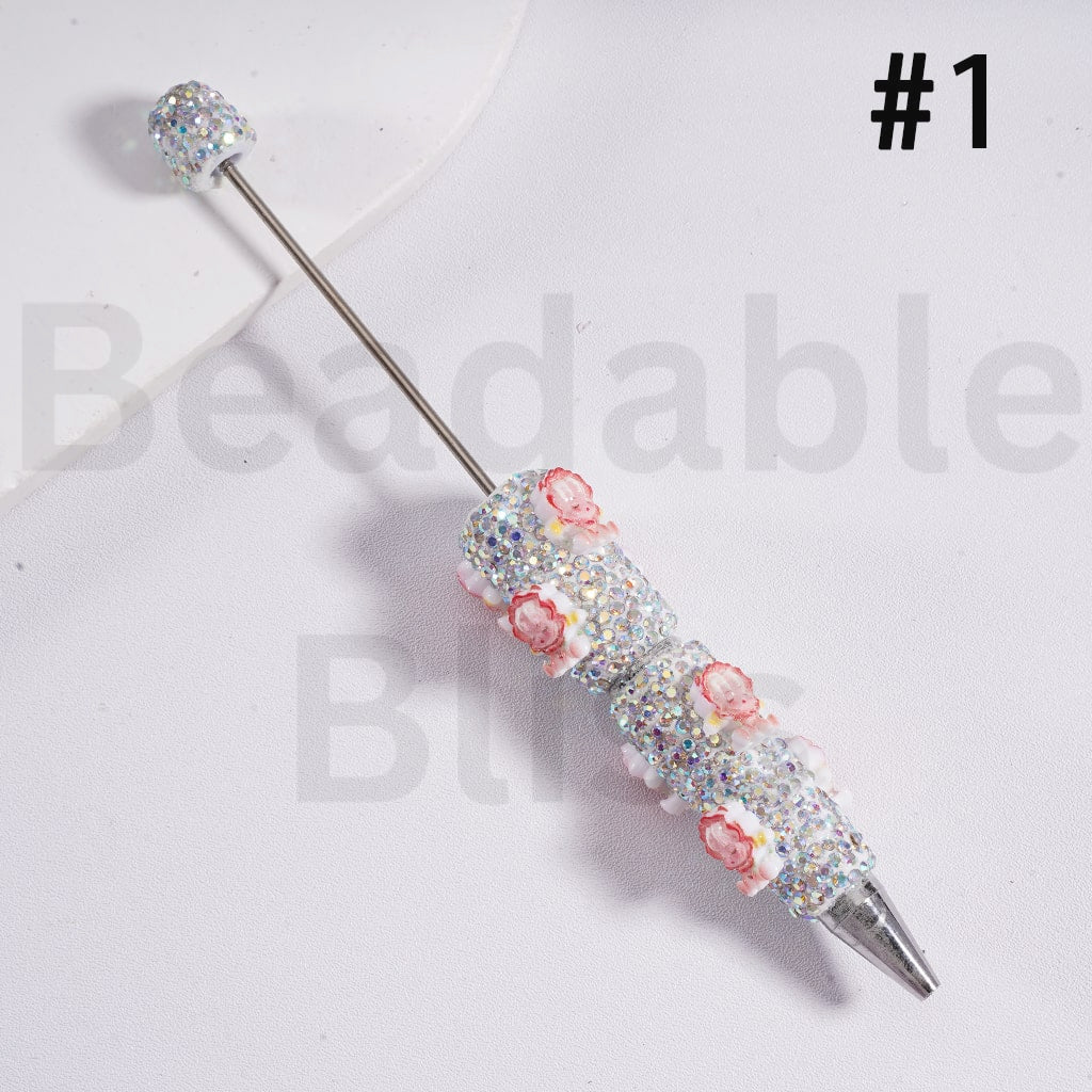 Full Rhinestone Cover Luminous Glitter Design Glow Pop Mar Figures Charm Clay Pen with Cute Mini Character Charms