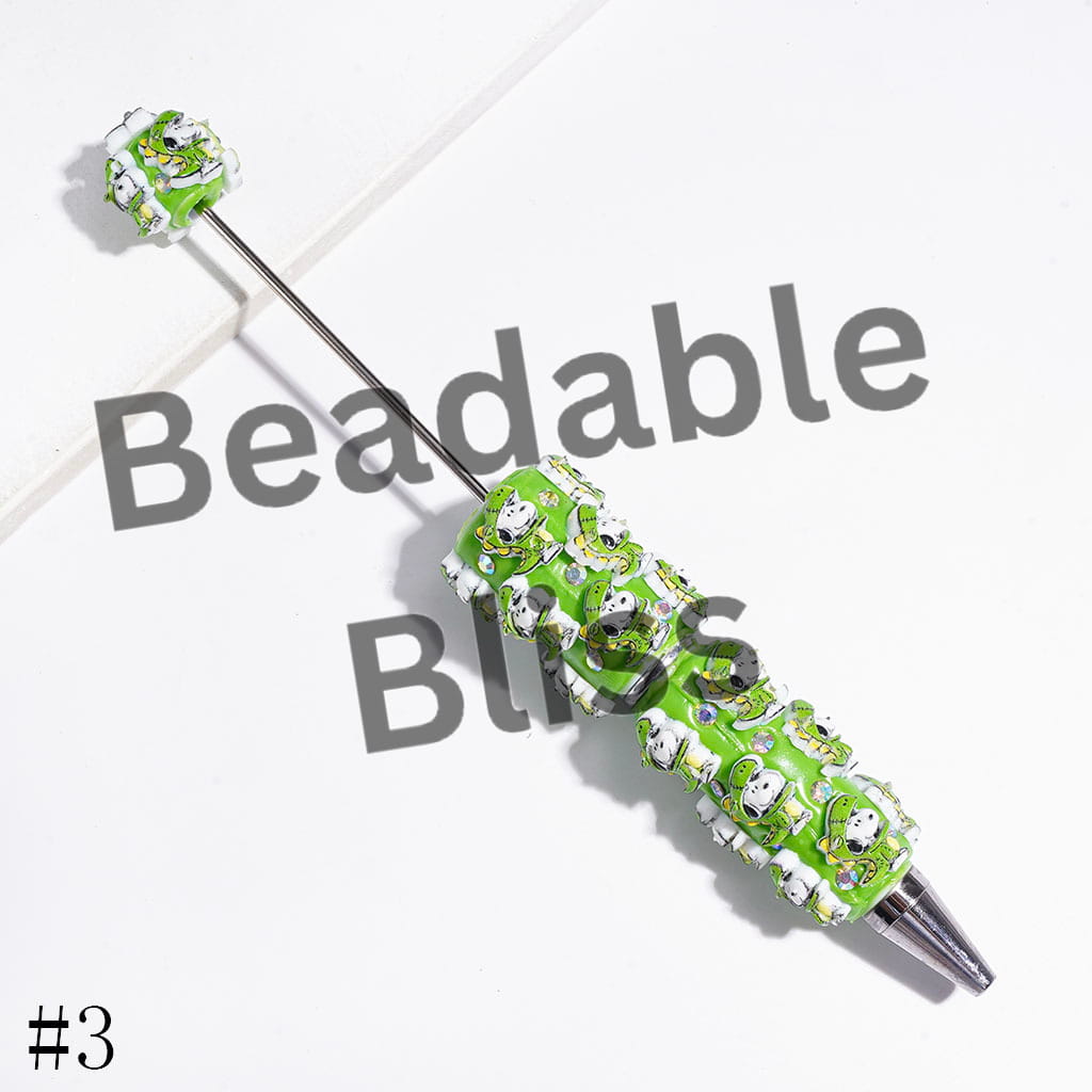 Beadable Clay Pens with Various Sports Style Beagle Dog Character and AB Rhinestones