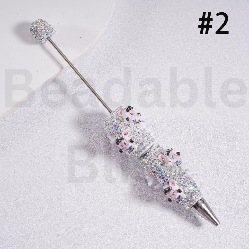 Full Rhinestone Cover Luminous Glitter Design Glow Pop Mar Figures Charm Clay Pen with Cute Mini Character Charms