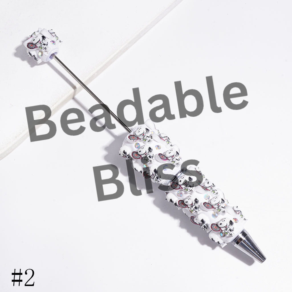 Beadable Clay Pens with Various Sports Style Beagle Dog Character and AB Rhinestones
