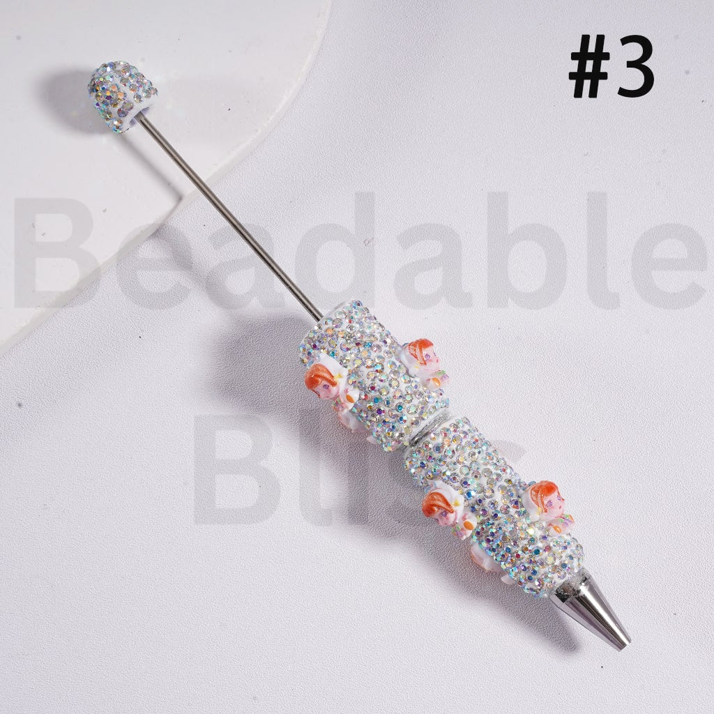 Full Rhinestone Cover Luminous Glitter Design Glow Pop Mar Figures Charm Clay Pen with Cute Mini Character Charms