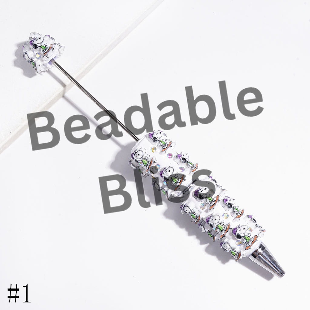 Beadable Clay Pens with Various Sports Style Beagle Dog Character and AB Rhinestones
