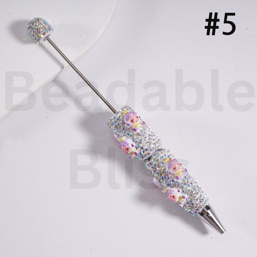 Full Rhinestone Cover Luminous Glitter Design Glow Pop Mar Figures Charm Clay Pen with Cute Mini Character Charms