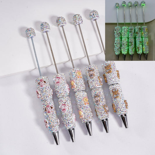 Glimmer Cute Little Doll Design Character Beadable Clay Pen with AB Rhinestones