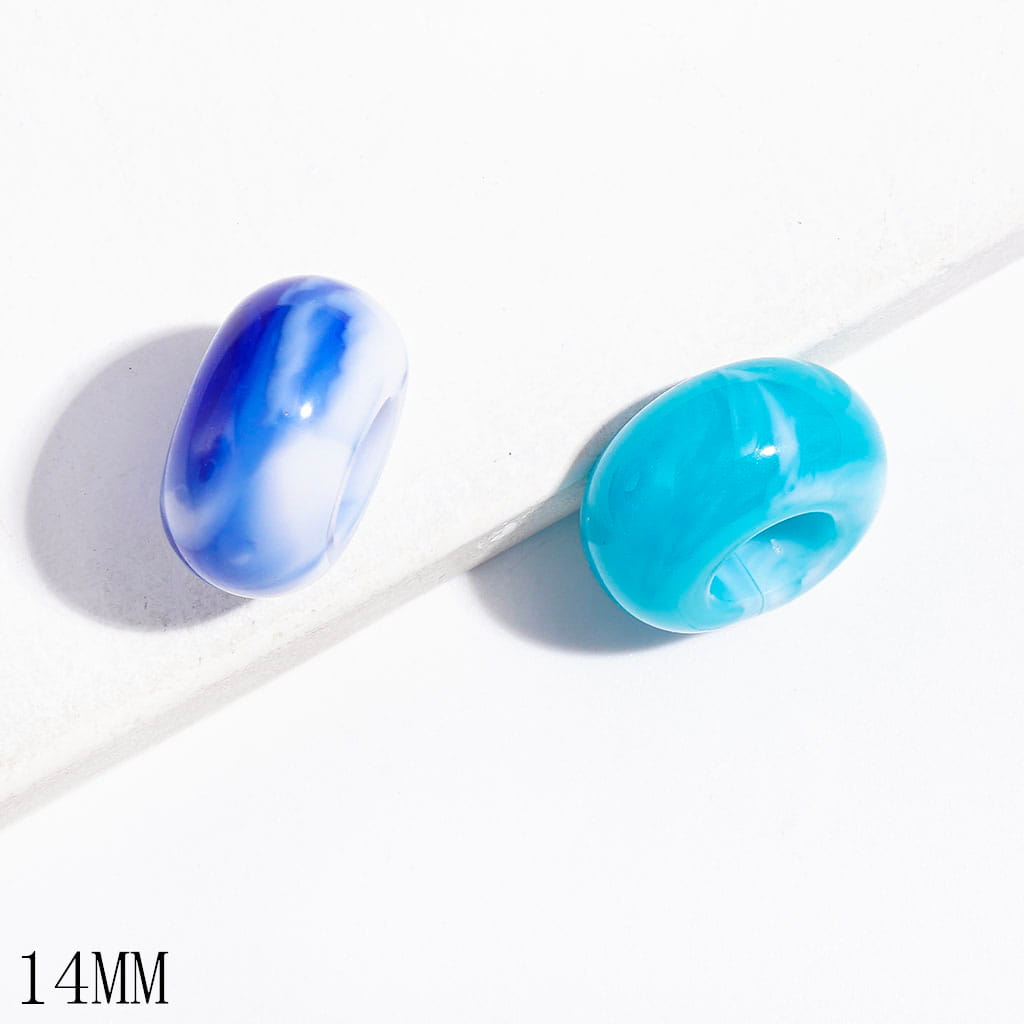 Acrylic Beads with Ink Wash Blending Texture, Big Hole Beads, 14MM, Multi-Color, Random Mix (The Diameter is Around 6MM)