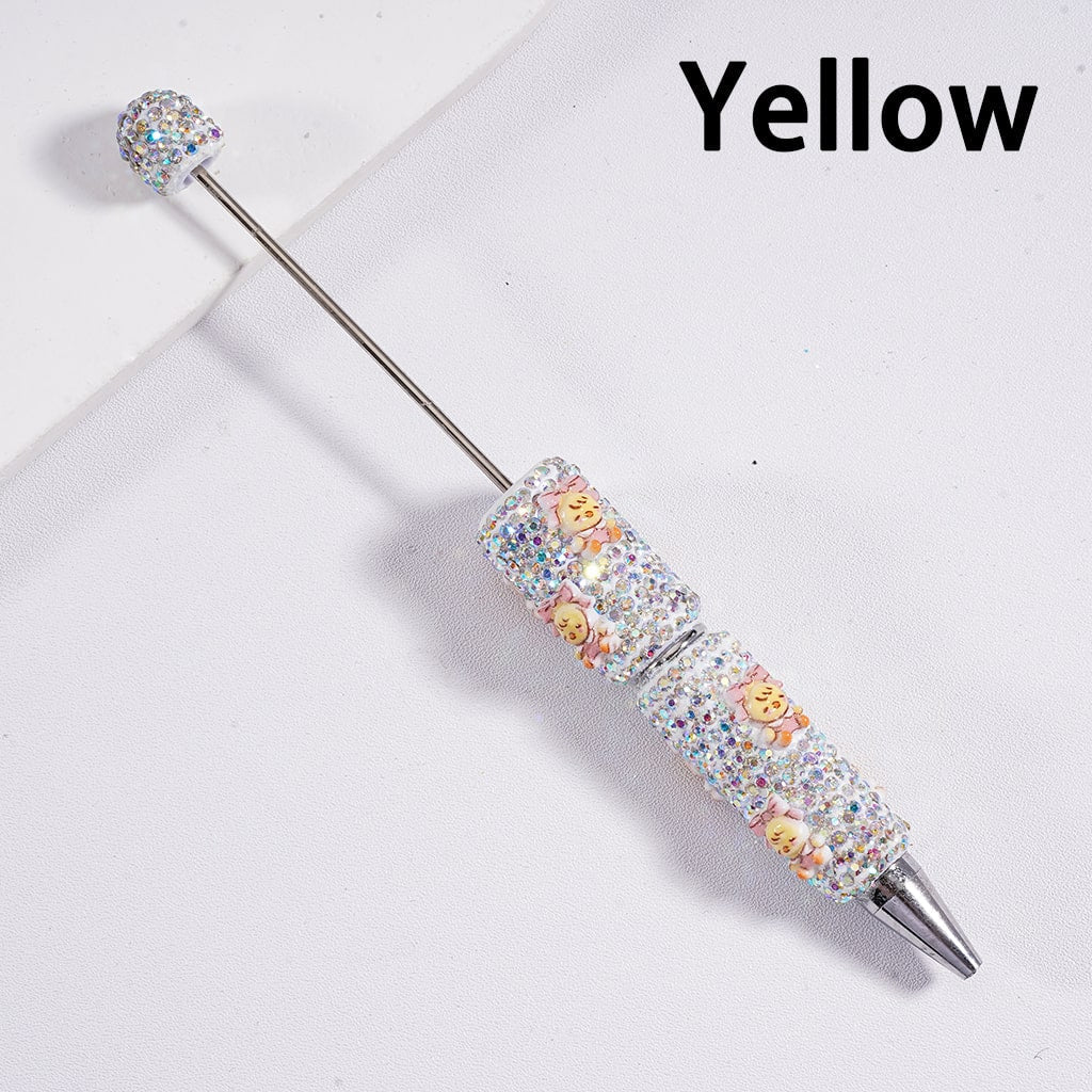 Glimmer Cute Little Doll Design Character Beadable Clay Pen with AB Rhinestones