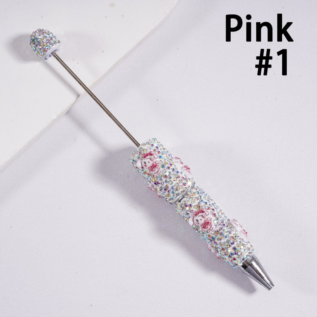 Glimmer Cute Little Doll Design Character Beadable Clay Pen with AB Rhinestones