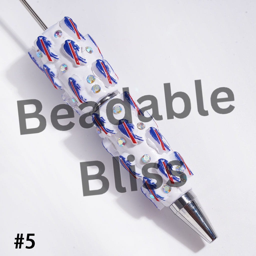 Beadable Clay Pens with American Football and NY Baseball Team, AB Rhinestones