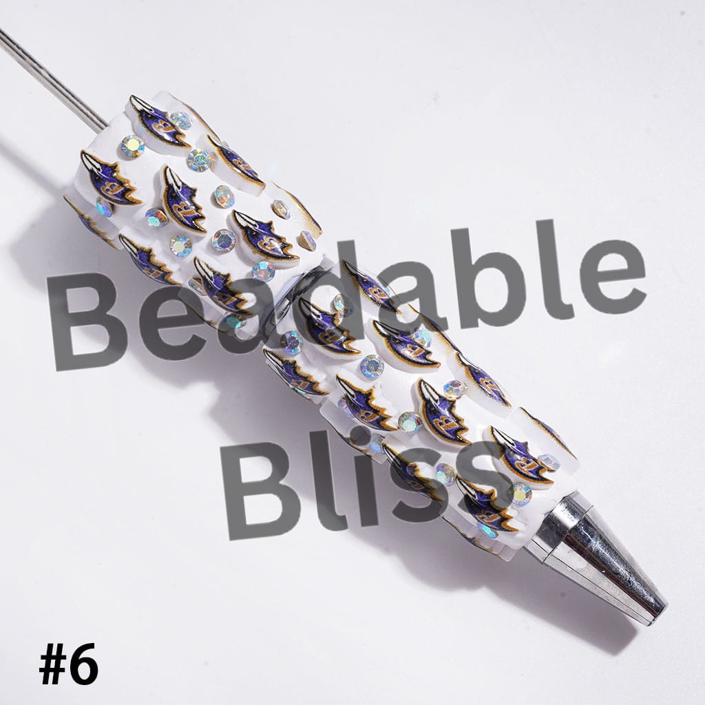 Beadable Clay Pens with American Football and NY Baseball Team, AB Rhinestones