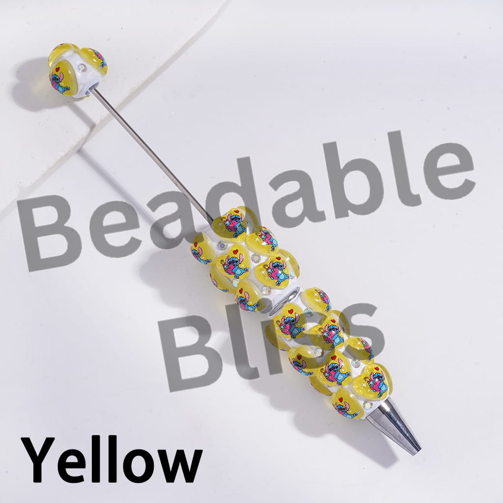 Beadable Clay Pens with Heart Blue Monster in Various Style and AB Rhinestones, Multi-Color