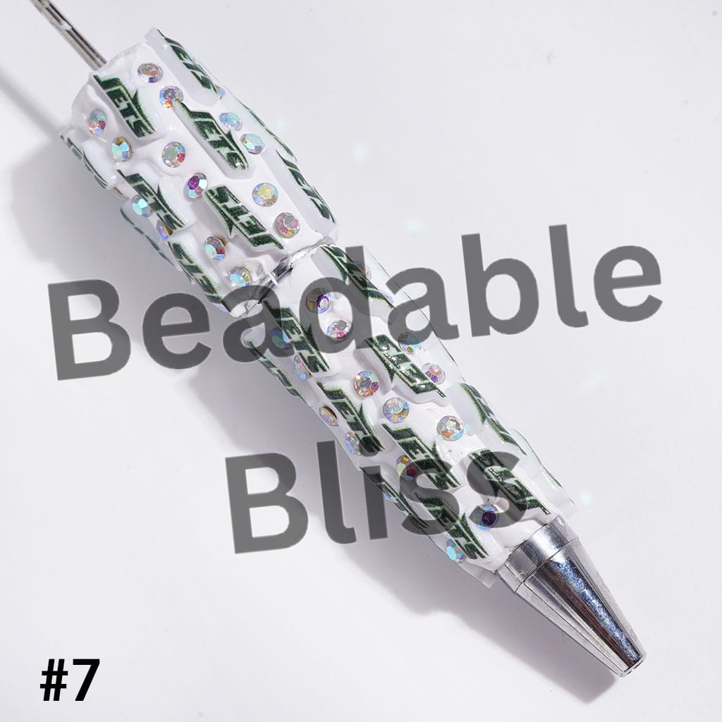Beadable Clay Pens with American Football and NY Baseball Team, AB Rhinestones