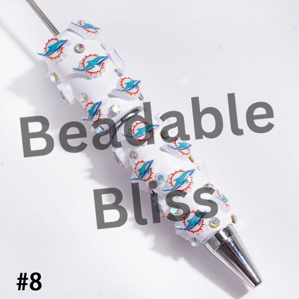 Beadable Clay Pens with American Football and NY Baseball Team, AB Rhinestones