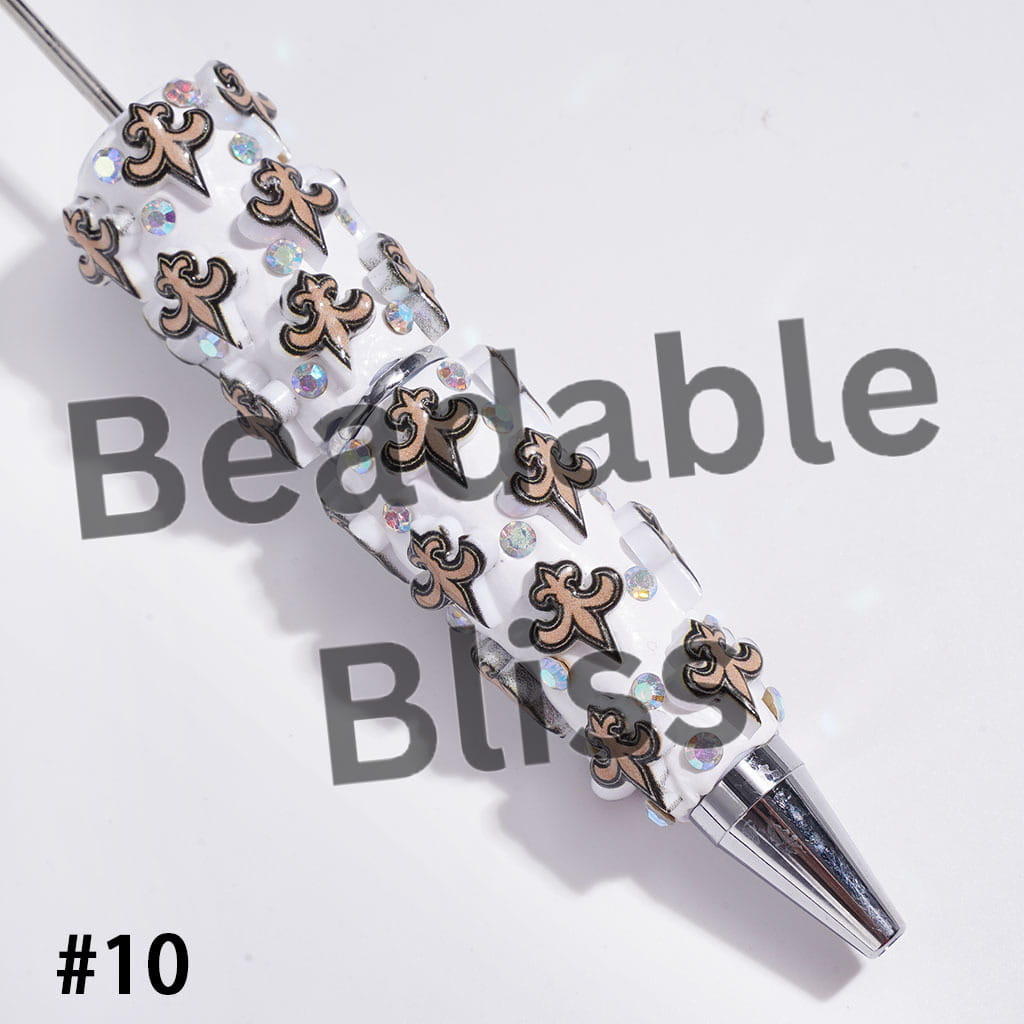 Beadable Clay Pens with American Football and NY Baseball Team, AB Rhinestones
