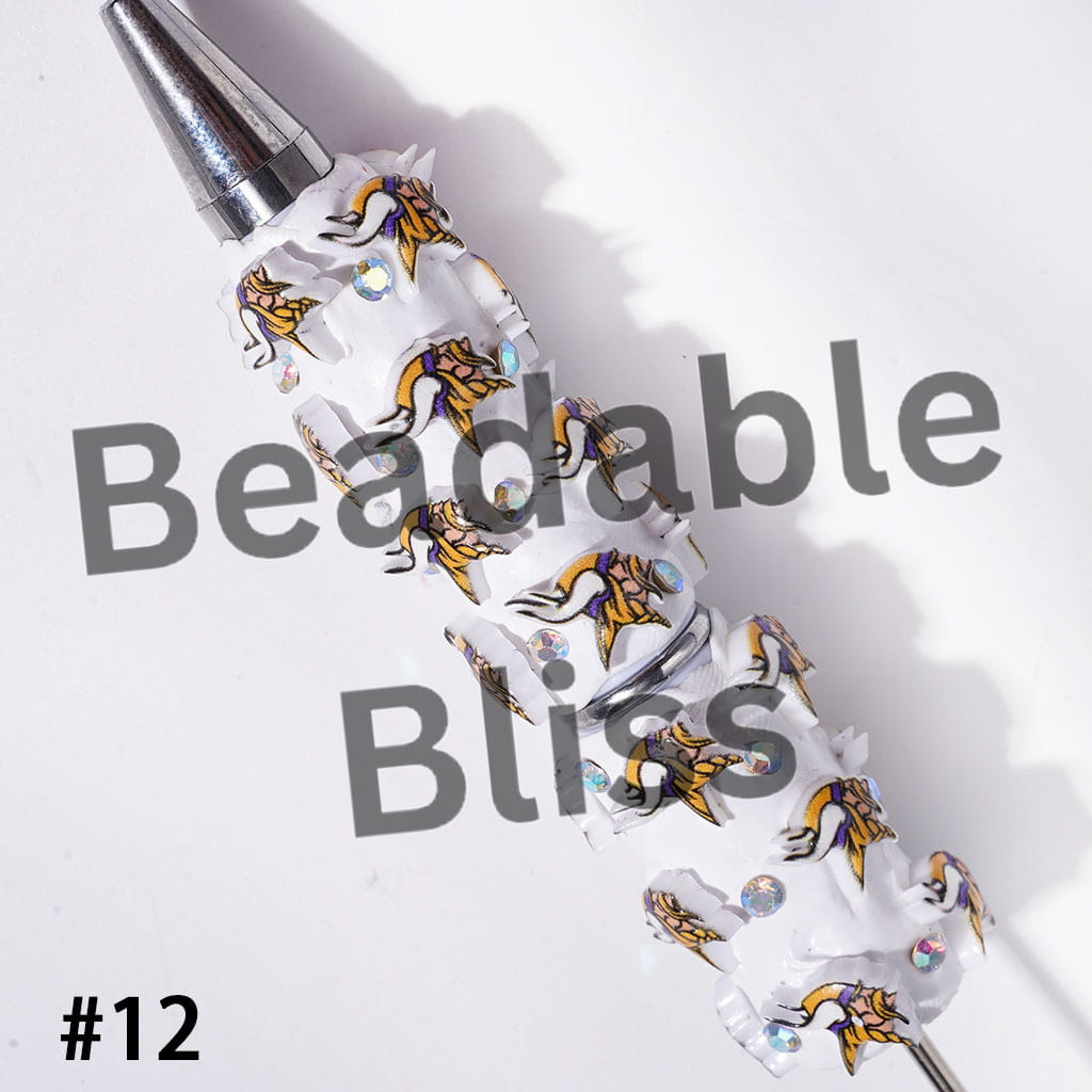 Beadable Clay Pens with American Football and NY Baseball Team, AB Rhinestones